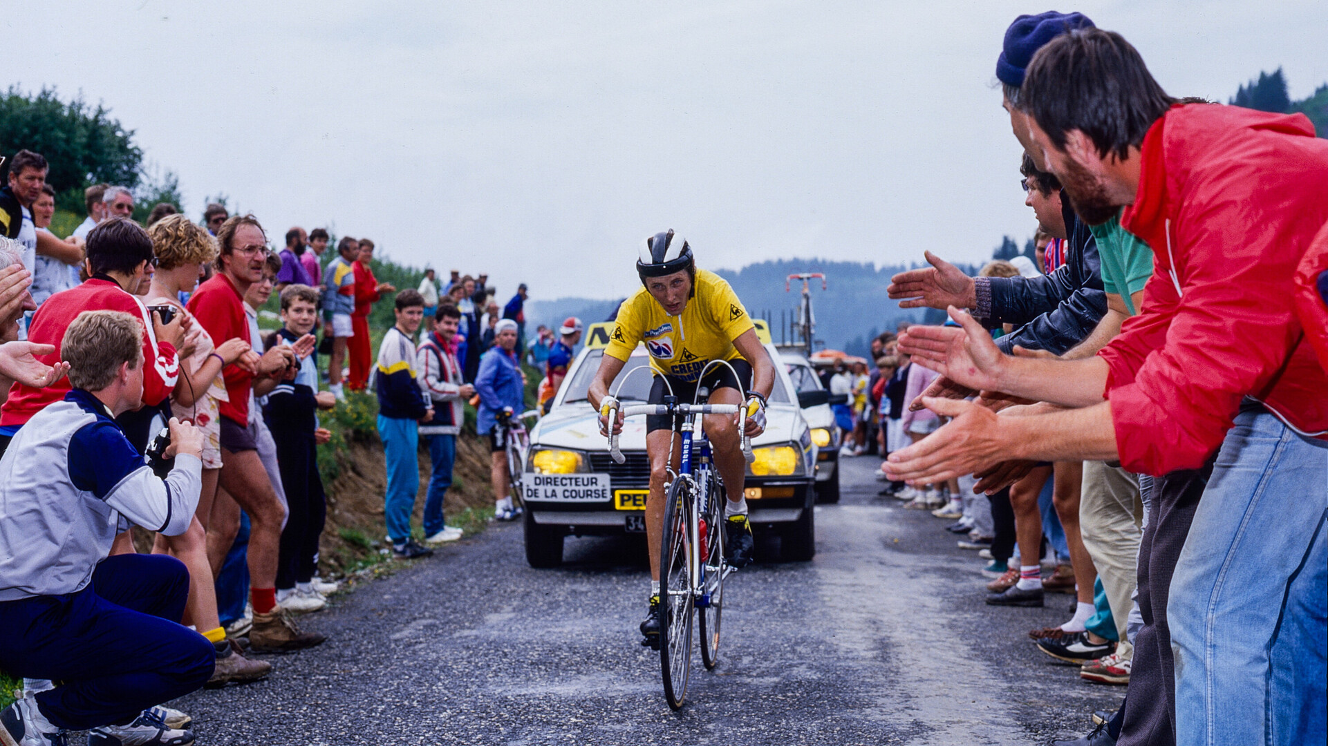 Maria Canins bei einer Bergetappe der Tour de France F&eacute;minin. Die italienische Radrennfahrerin gewann das Rennen 1985 und 1986.